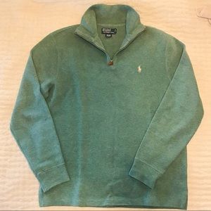 Men’s Ralph Lauren Polo Zip Up Collared 💯 heavyweight cotton. Smoked green.